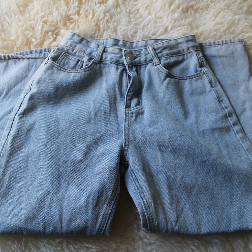 XIMUU Vintage Wash High Waisted Wide Leg Jeans